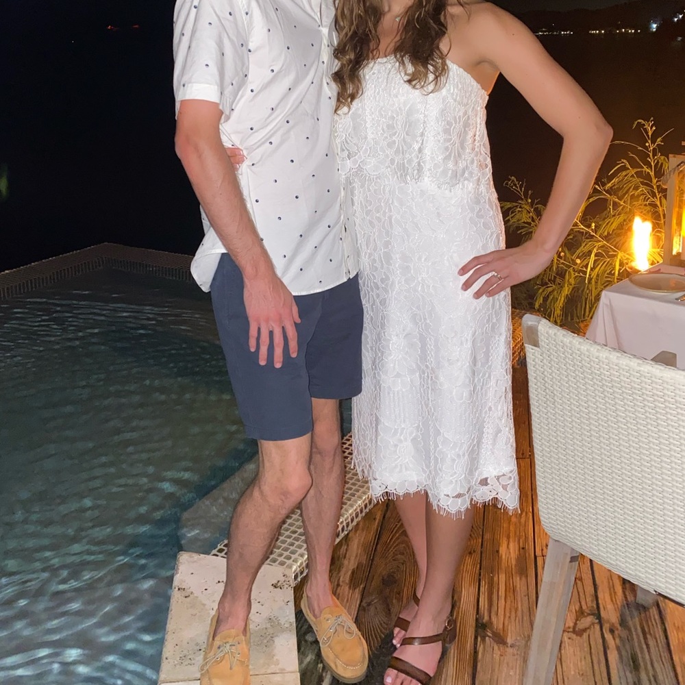 White strapless dress